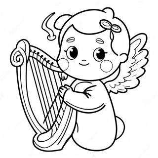 Lille Engel Med Harpe Farvelaegningsside 139414-70542