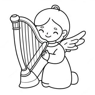 Lille Engel Med Harpe Farvelaegningsside 139414-70543