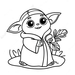 Festlig Baby Yoda Med Juletræ Farvelægningsside Farvelægningsider