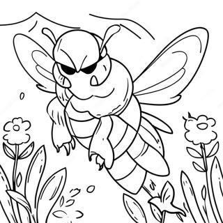 Humlebi I En Have Farvelaegningsside 14444-3163