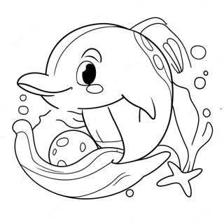 Tegneserie Delfin Med En Strandbold Farvelaegningsside 14531 3177