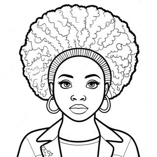 Sort Pige Med Afrofrisure Farvelaegningssiden 15891-3471
