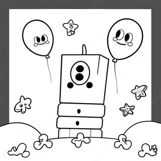 Numberblocks Med Balloner Farvelaegningsside 17530-3835