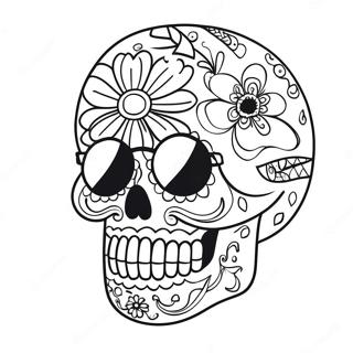 Legesyg Sukkerkranium Med Solbriller Farvelaegningsside 17806 3898