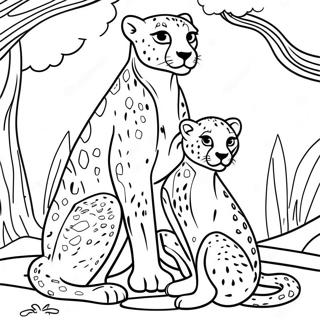 Gepardfamilie Der Leger Farvelaegningsside 17888 3907