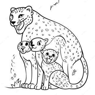 Gepardfamilie Der Leger Farvelaegningsside 17888 3908