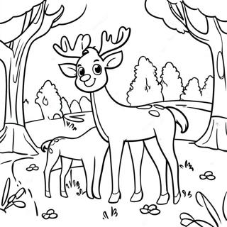 Tegneserie Hjorte Familie I Engen Farvelaegningsside 18902-4133