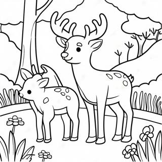 Tegneserie Hjorte Familie I Engen Farvelaegningsside 18902 4136