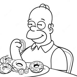 Homer Simpson Spiser Donuts Farvelaegningsside 19446-4242