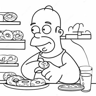 Homer Simpson Spiser Donuts Farvelaegningsside 19446-4244