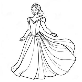 Elegant Prinsesse I En Flydende Kjole Farvelaegningsside 2086-2772