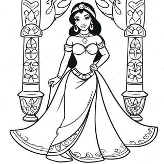 Prinsesse Jasmine I Smuk Kjole Farvelaegningsside 21874-4765