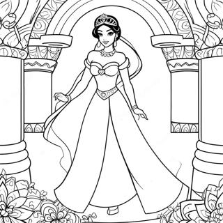 Prinsesse Jasmine I Smuk Kjole Farvelaegningsside 21874-4766