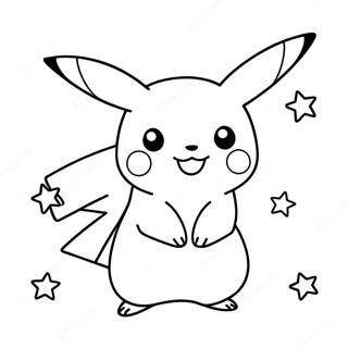 Pikachu Med Funklende Stjerner Farvelaegningsside 2261 1296