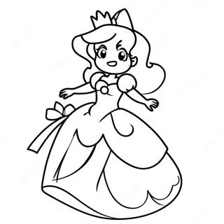 Prinsesse Peach I En Pink Kjole Farvelaegningsside 23136 5050