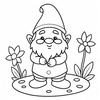 Glad Nisse Med Blomster Farvelaegningsside 24441-5321