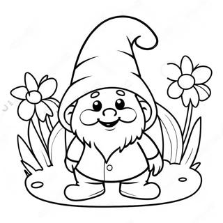 Glad Nisse Med Blomster Farvelaegningsside 24441-5322