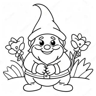 Glad Nisse Med Blomster Farvelaegningsside 24441-5323