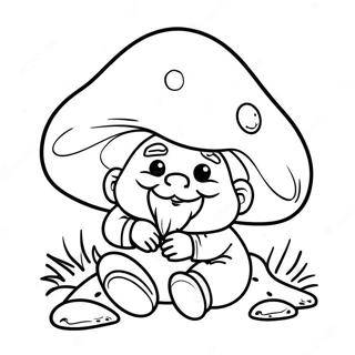 Sovnig Nisse Under En Svamp Farvelaegningsside 24442 5327