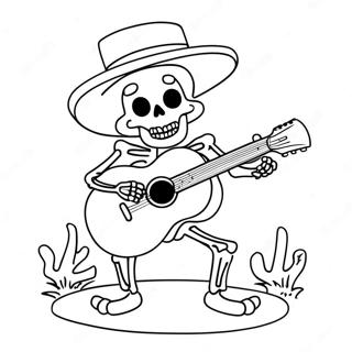 Sjovt Skelet Spiller Guitar Farvelaegningsside 24620-5374