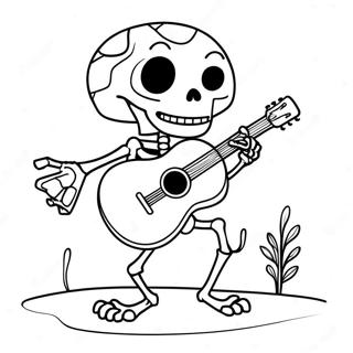 Sjovt Skelet Spiller Guitar Farvelaegningsside 24620-5375