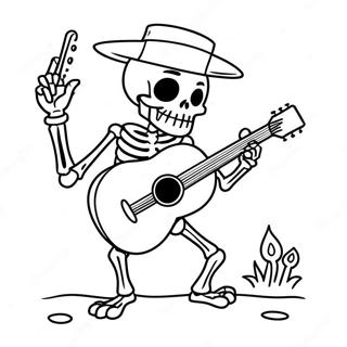 Sjovt Skelet Spiller Guitar Farvelaegningsside 24620-5376