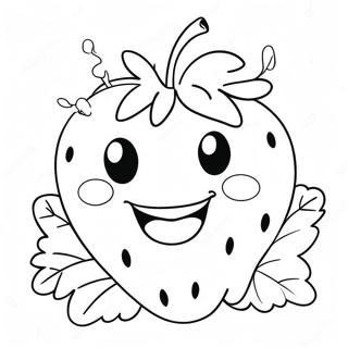 Sod Jordbaer Med Smilende Ansigt Farvelaegningsside 26073-5684