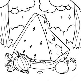 Vandmelon Picnic Scene Farvelaegningsside 26166 5717