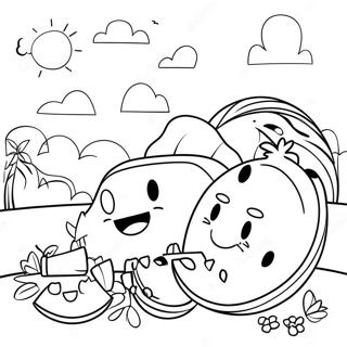 Vandmelon Picnic Scene Farvelaegningsside 26166 5718