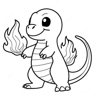 Charmander Med Flammer Farvelaegningsside 27089-5907
