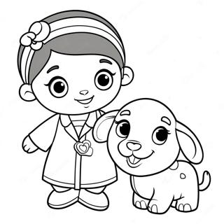 Doc Mcstuffins Med Lambie Farvelaegningsside 27294-5935