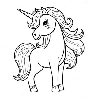 Elegant Enhjorning Med En Glitrende Manke Farvelaegningsside 290 52