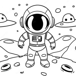 Modig Astronaut Udforsker Alienplanet Farvelaegningsside 29951-6517