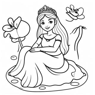 Royal Prinsesse Siddende Pa En Lilje Pad Farvelaegningsside 31471-6864