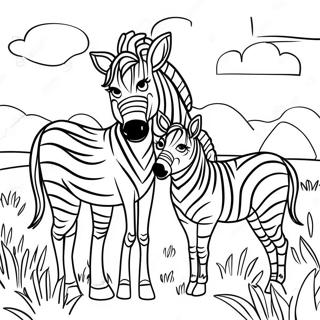 Zebra Familie I En Eng Farvelaegningsside 32021-6981