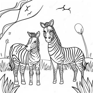 Zebra Familie I En Eng Farvelaegningsside 32021-6982