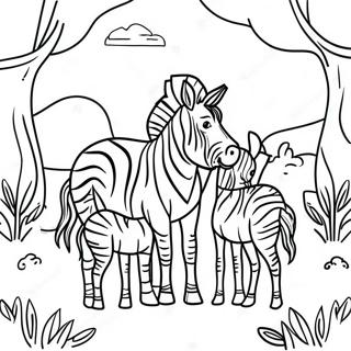 Zebra Familie I En Eng Farvelaegningsside 32021-6983