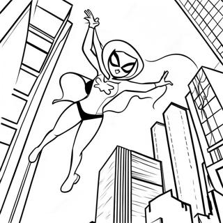 Spider Gwen Svinger Gennem Byen Farvelaegningsside 32108-6995