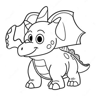 Tegneserie Triceratops Der Leger Farvelaegningsside 32285-7037