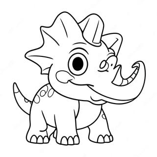 Tegneserie Triceratops Der Leger Farvelaegningsside 32285-7038