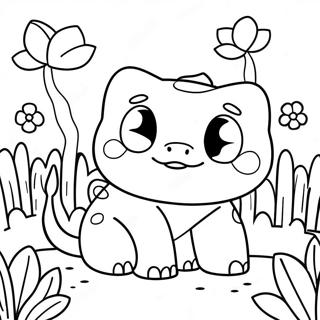 Sod Bulbasaur I En Blomsterhave Farvelaegningsside 34159-7456