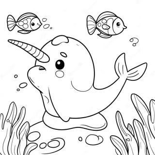Legesyg Narhval Med Fisk Farvelaegningsside 34260 7485