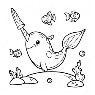 Legesyg Narhval Med Fisk Farvelaegningsside 34260 7486