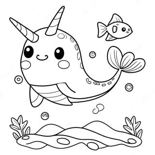 Legesyg Narhval Med Fisk Farvelaegningsside 34260-7487