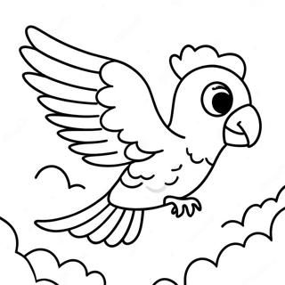 Majestaetisk Papegoje Flyvende I Himlen Farvelaegningsside 34528-7541