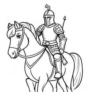 Modig Ridder I Skinnende Rustning Farvelaegningsside 35245-7696