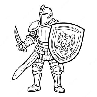 Maegtig Ridder Med Svaerd Og Skjold Farvelaegningsside 35248-7705