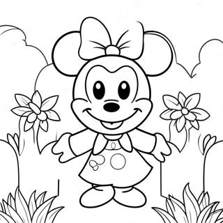 Minnie Mouse I En Blomsterhave Farvelaegningsside 3571-1965