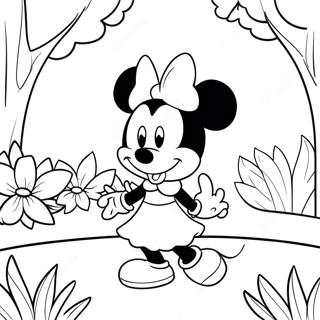 Minnie Mouse I En Blomsterhave Farvelaegningsside 3571-1966