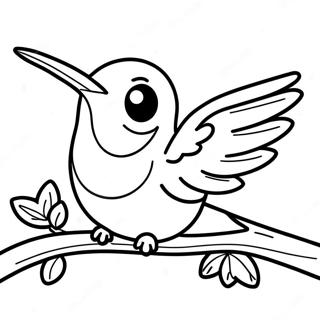 Elegant Kolibri Sidder Pa En Gren Farvelaegningsside 36515-7983